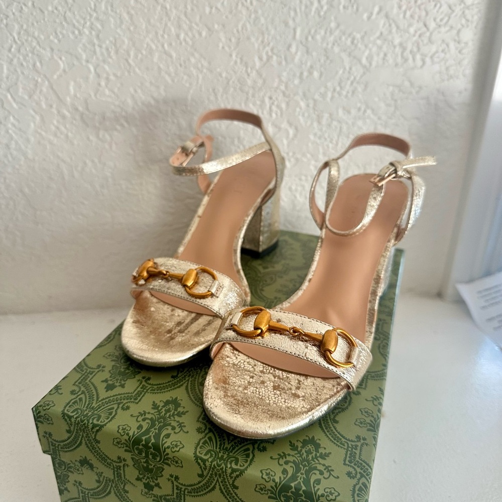Gucci Women's Metallic Gold Heels - Picture 3 of 3